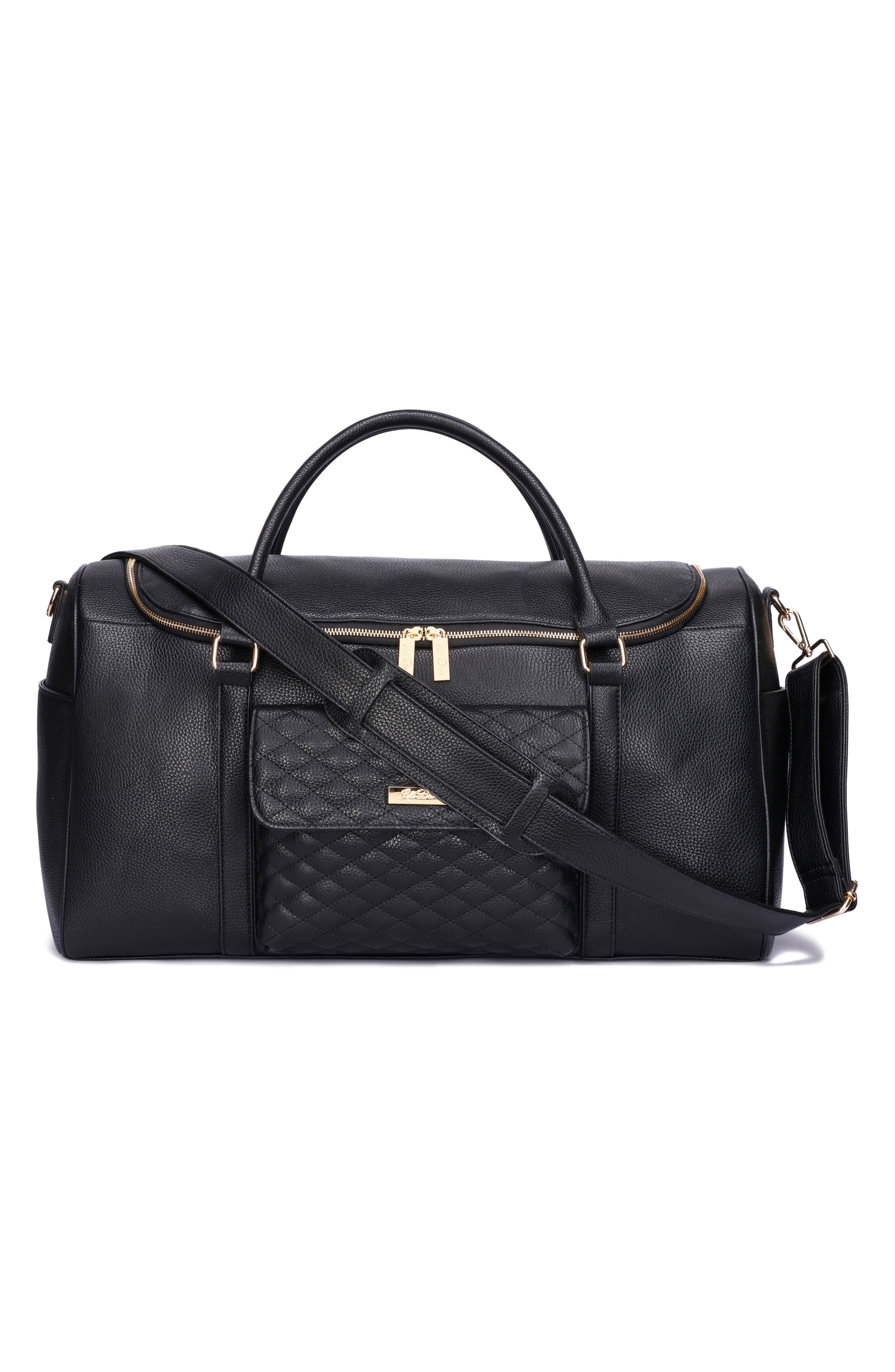 Luli Bebé Monaco Faux Leather Travel Bag, Alternate, color, Ebony Black