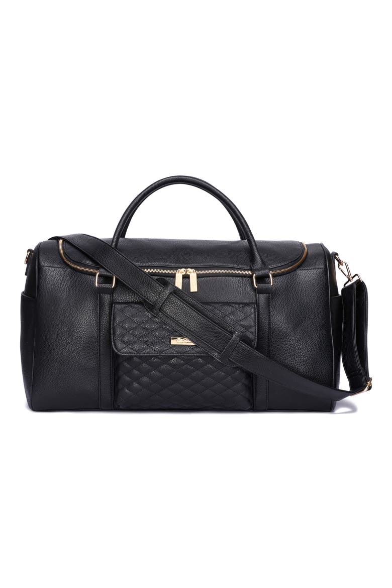 Monaco Faux Leather Travel Bag, Alternate, color, EBONY BLACK