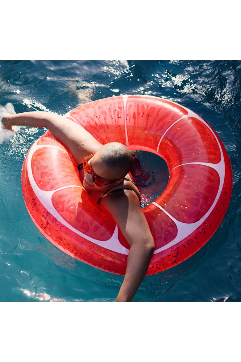 Pink Grapefruit Glitter 42" Pool Float Ring, Inflatable, Antileak, Durable, Alternate, color, Pink