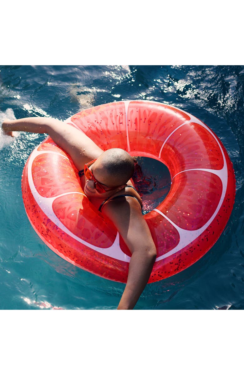 Coconut Float Pink Grapefruit Glitter 42" Pool Float Ring, Inflatable, Antileak, Durable, Alternate, color, Pink