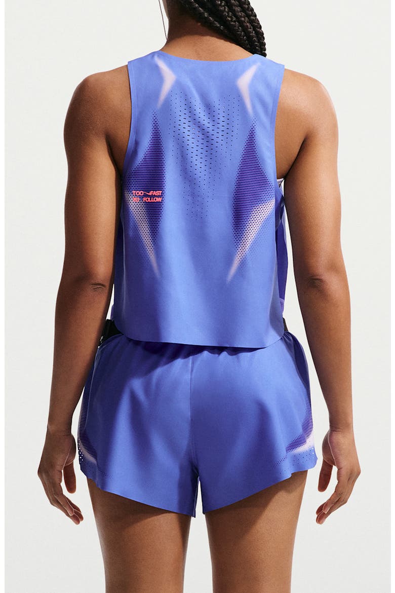 <p>AeroSwift Dri-FIT ADV Crop Running Tank</p>, Alternate, color, SAPPHIRE/ HOT LAVA/ HOT LAVA