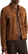 Reiss Edington Goatskin Suede Trucker Jacket
