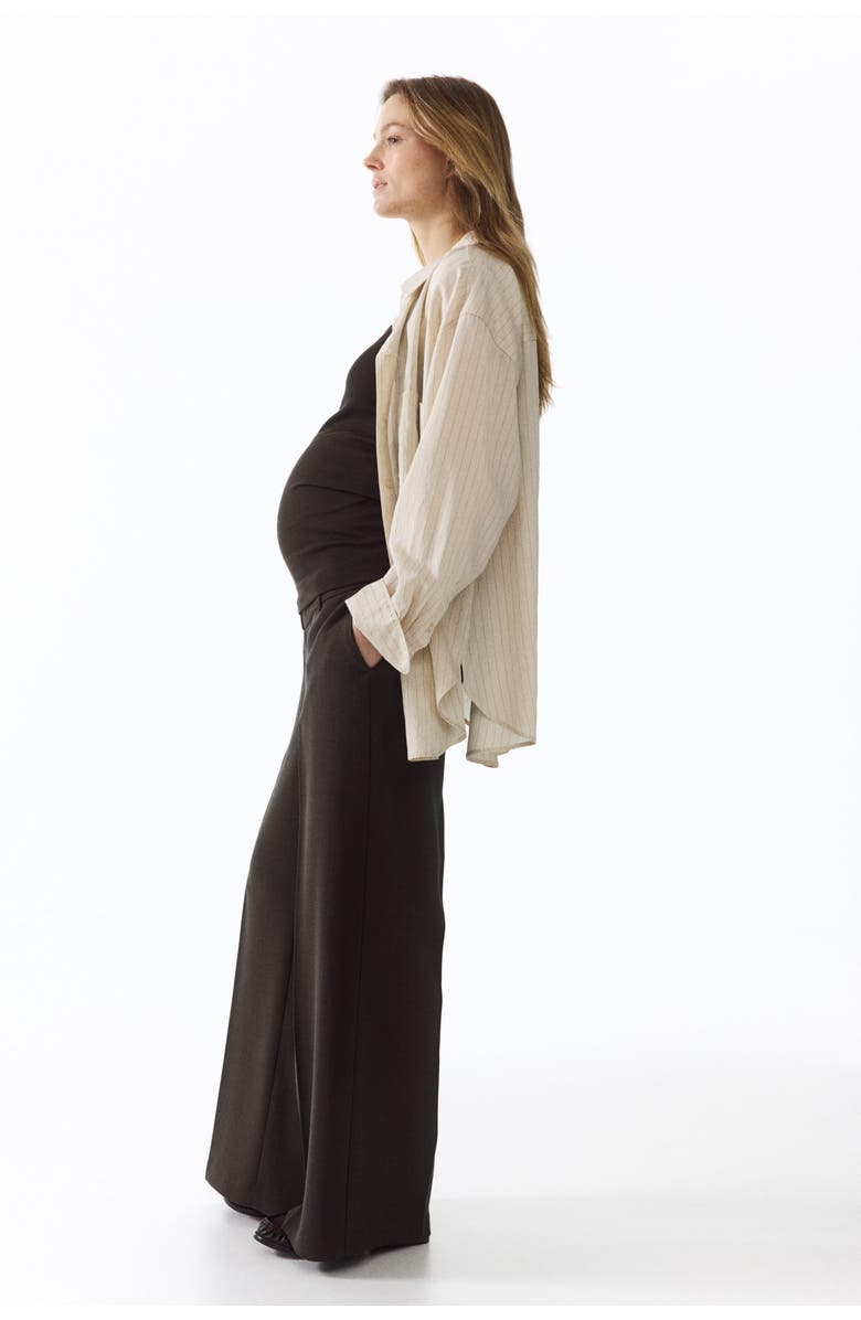 H&M Mama Wide Tailored Trousers, Alternate, color, Dark Brown