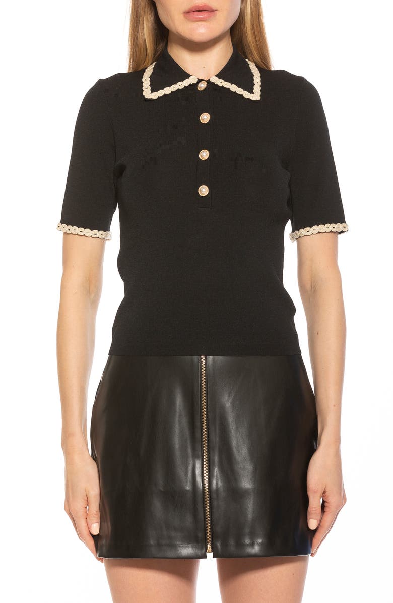 Alexia Admor Collared Knit Short Sleeve Top, Main, color,
