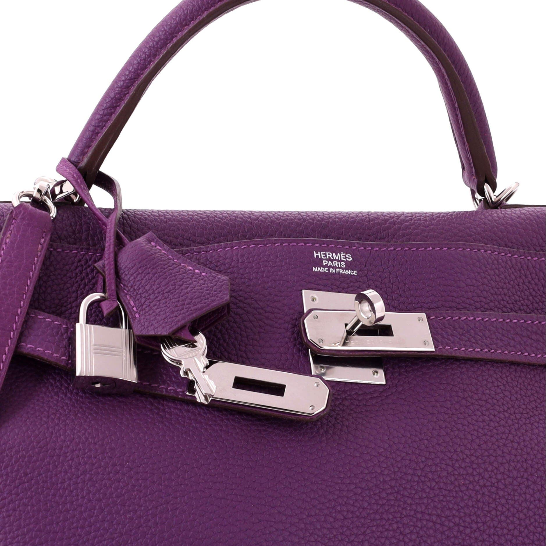 Pre-Owned Hermes Kelly Handbag Purple Togo with Palladium Hardware 32, Alternate, color, Anemone