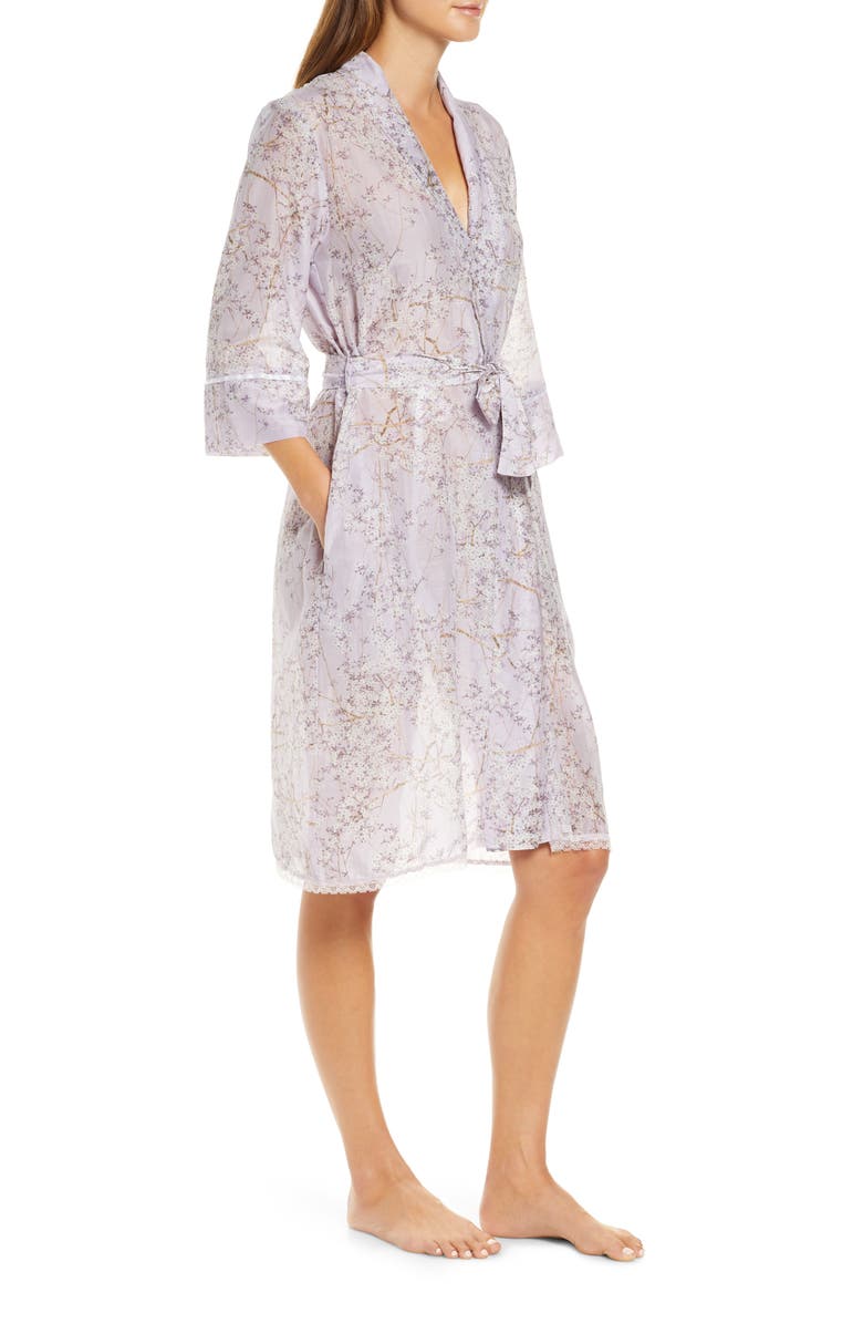Papinelle Cherry Blossom Cotton & Silk Robe, Alternate, color, Lilac