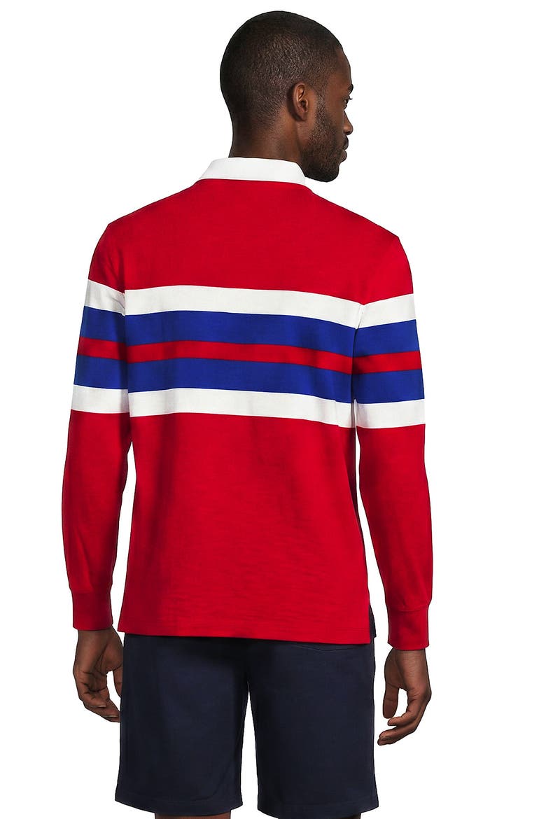 Long Sleeve Textured Rugby Polo, Alternate, color, Compass Red/Lapis Stripe