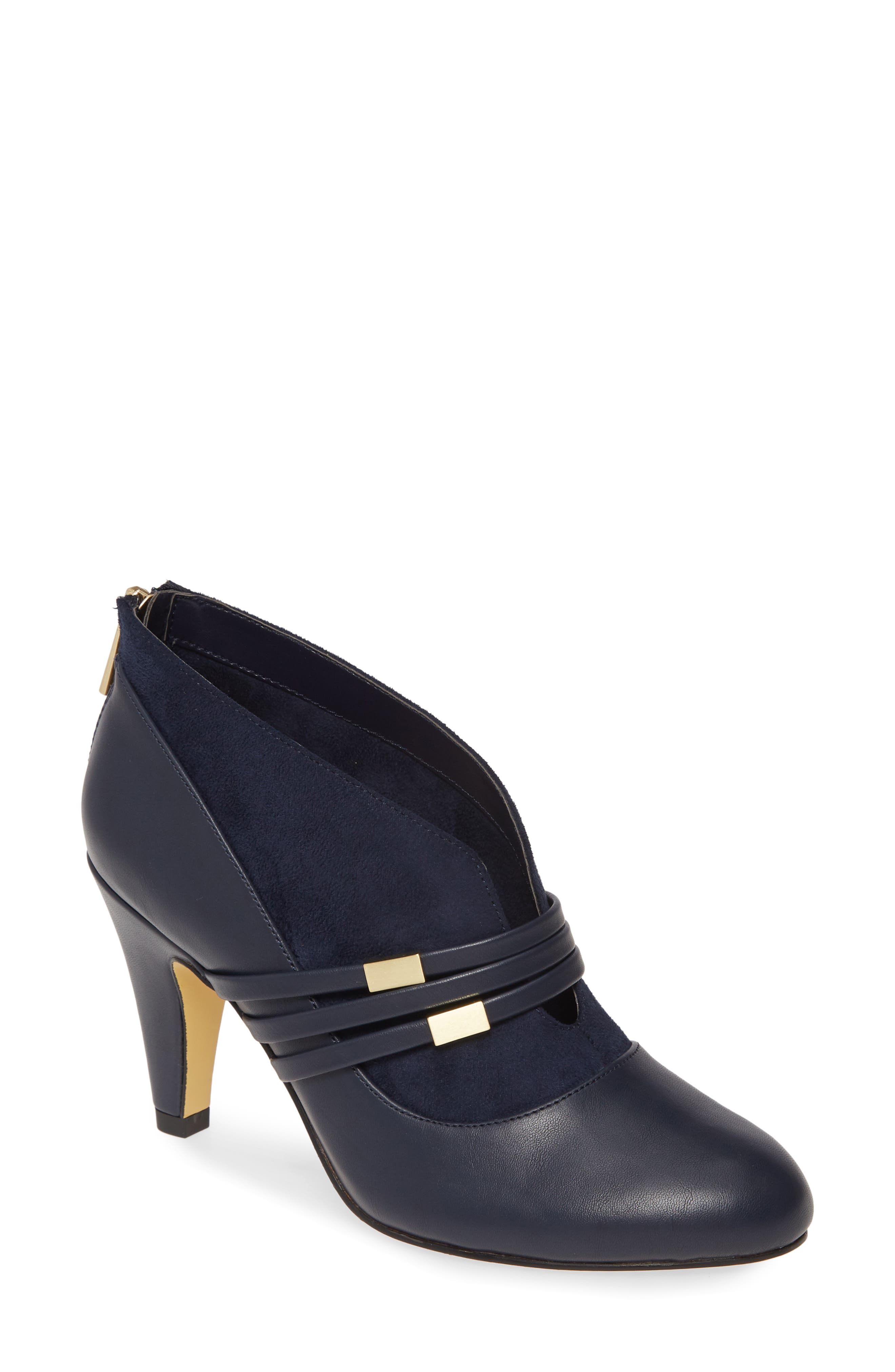 Noemi II Bootie, Main, color, NAVY FAUX LEATHER