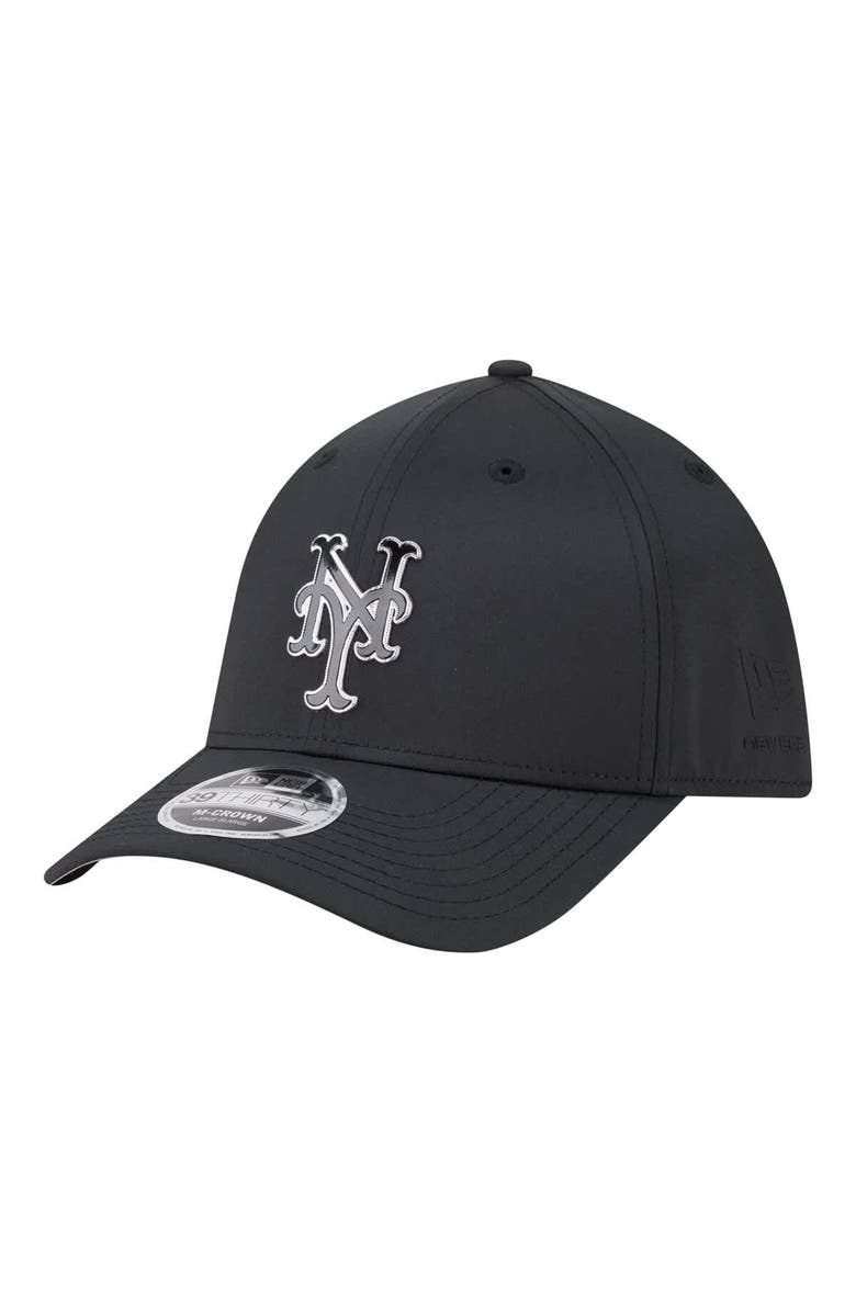 New Era Men's New Era Black New York Mets Metallic 39THIRTY M-Crown Flex Hat, Main, color, Black