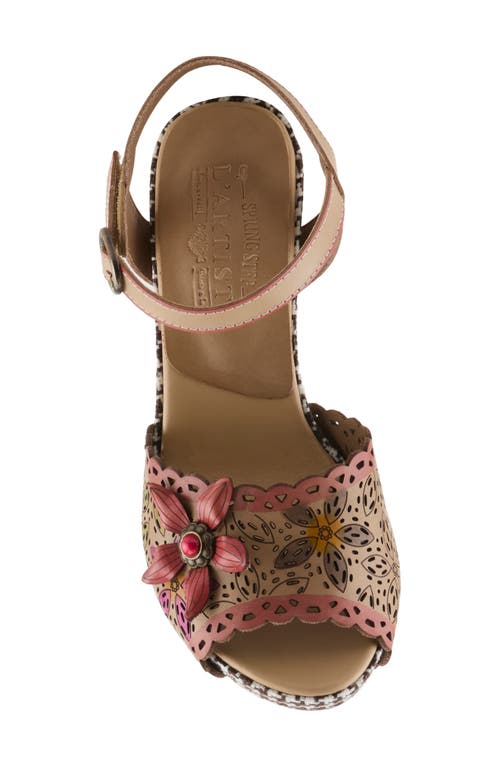 L'artiste By Spring Step Miabella Ankle Strap Platform Sandal In Beige Multi