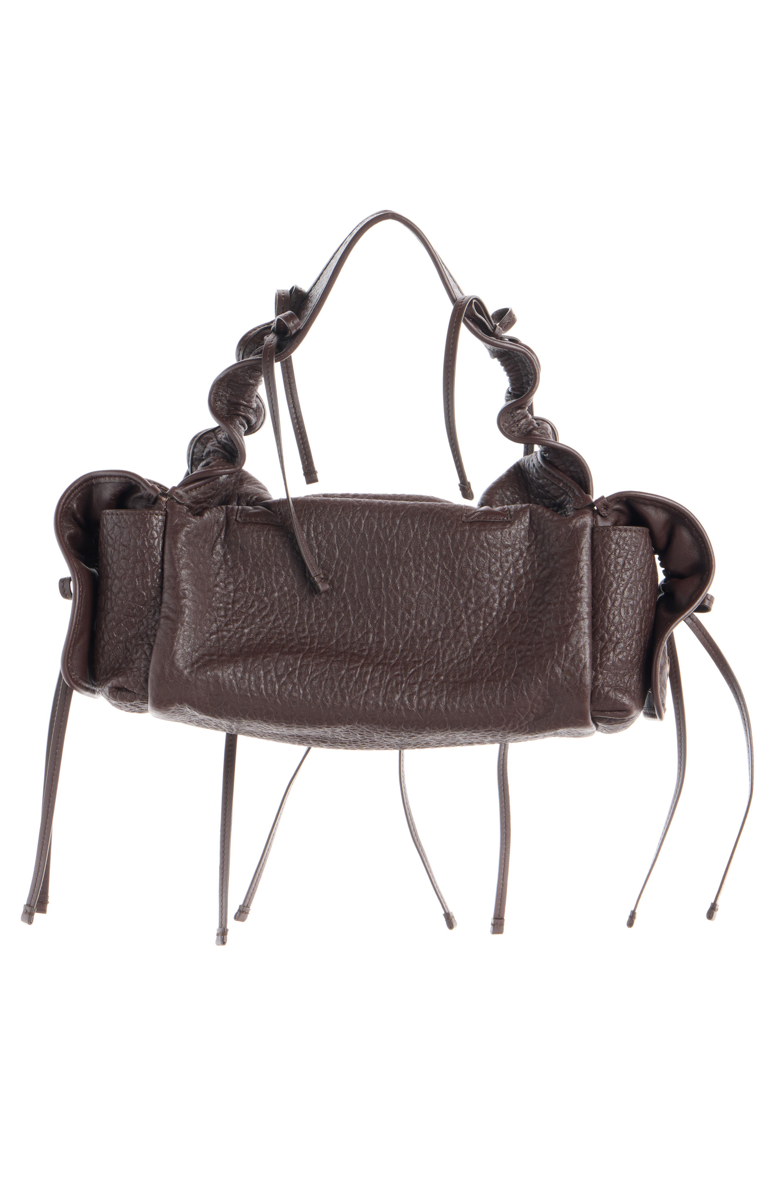 Acne Studios Multipocket Big Grainy Leather Shoulder Bag, Alternate, color, Chocolate Brown