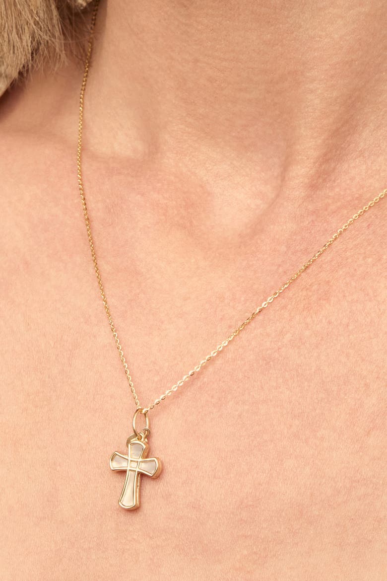 14K Gold Bless Me Cross Pendant Charm, Alternate, color, 14K Gold, Mother of Pearl