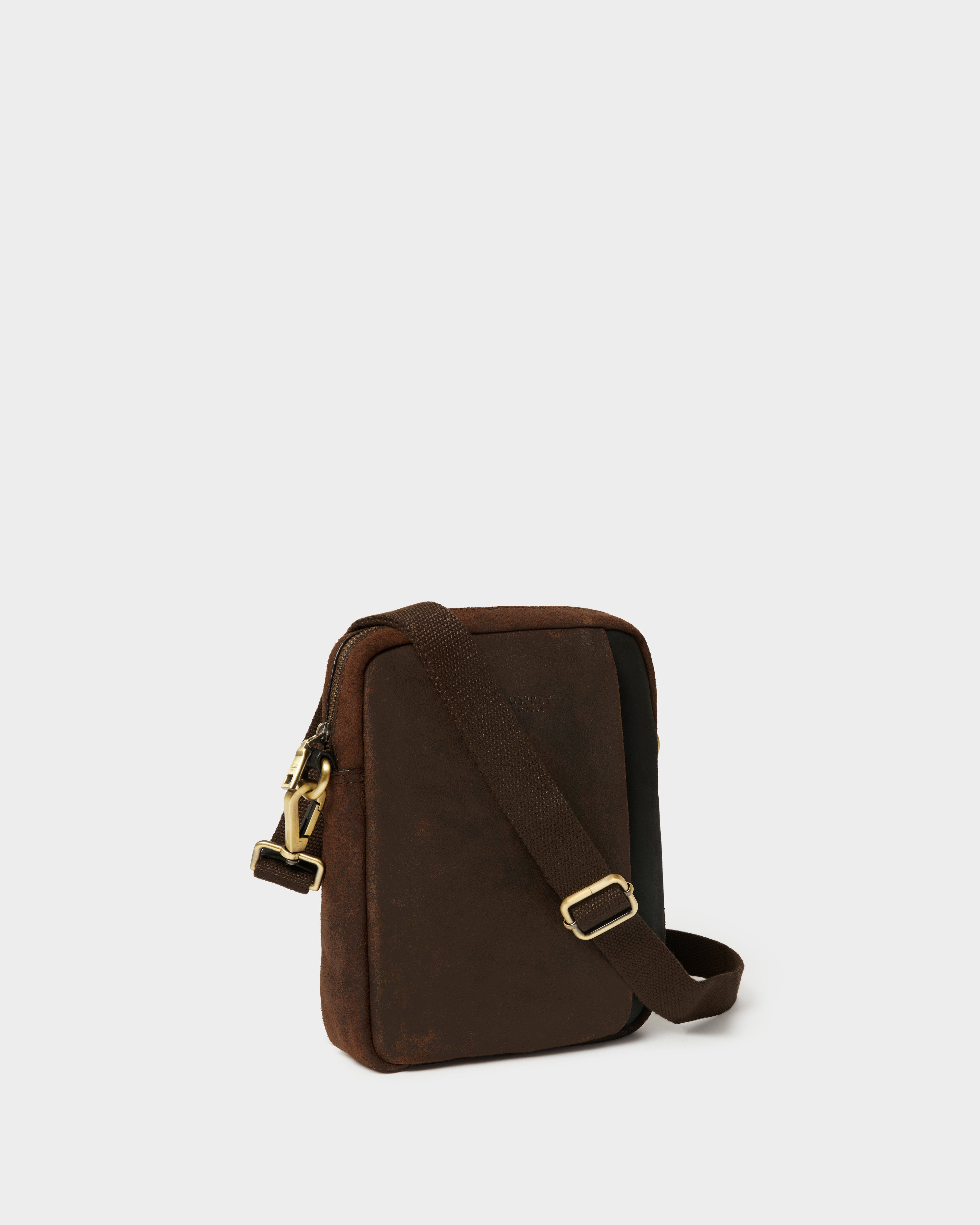 The Jenson Small Leather Messenger Bag, Alternate, color, Chocolate & Black