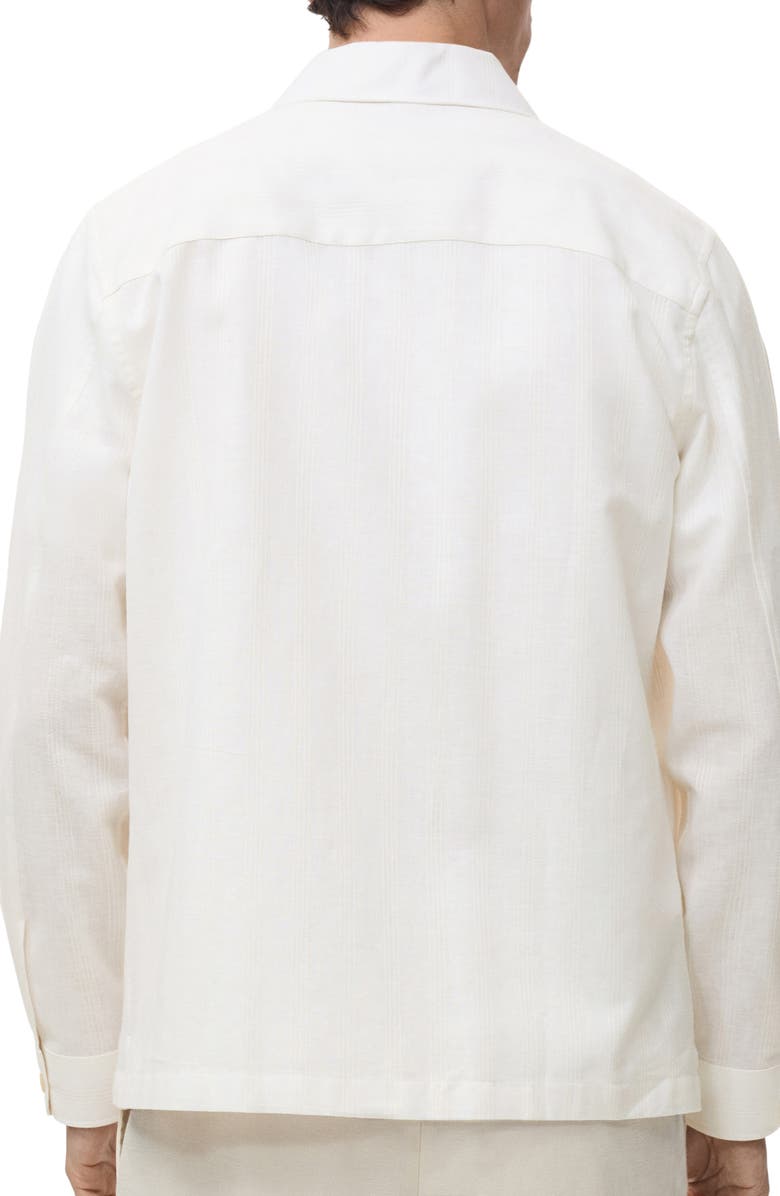 MANGO Cotton & Linen Overshirt with Pockets, Alternate, color, Ecru