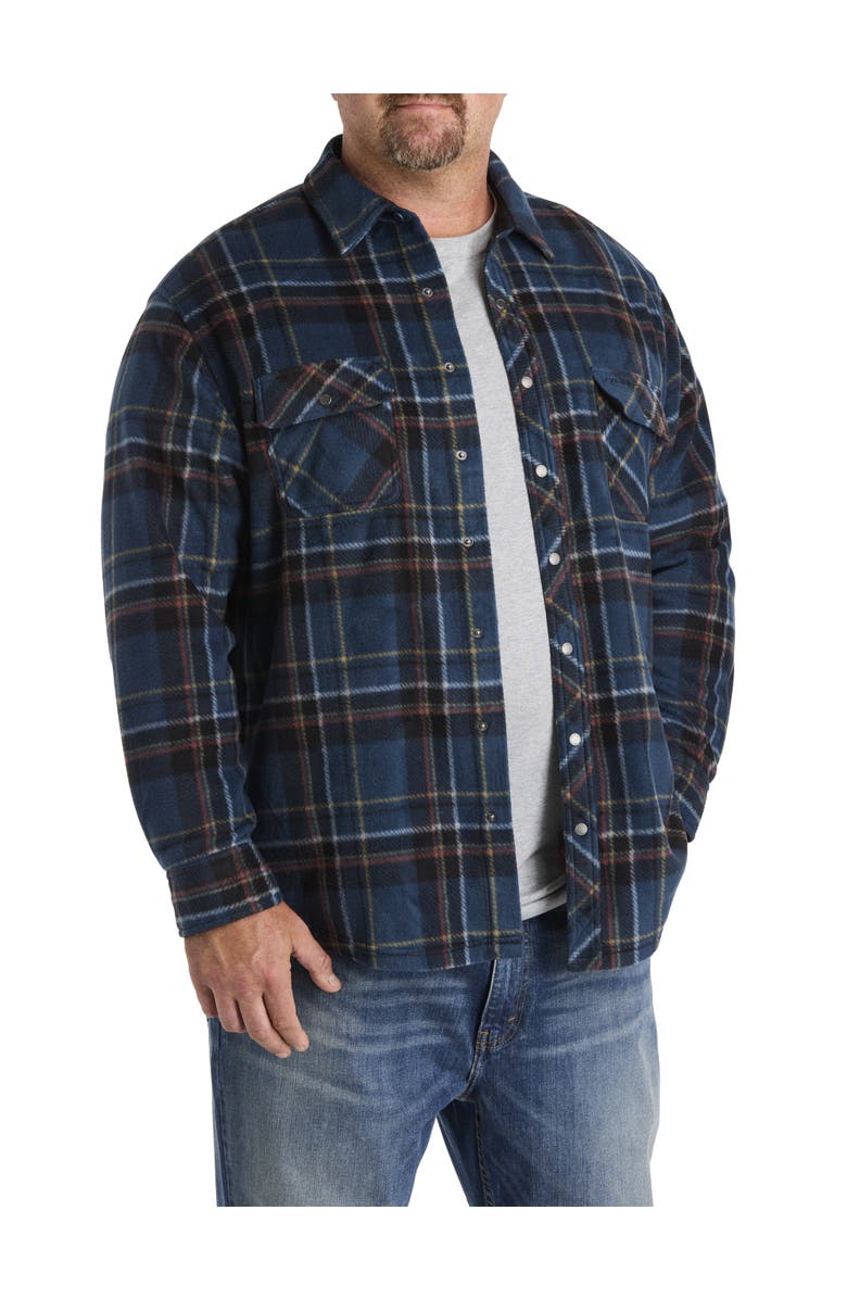 O'Neill Big & Tall Glacier Plaid Superfleece Flannel Shirt Jacket, Main, color, Midnight Navy