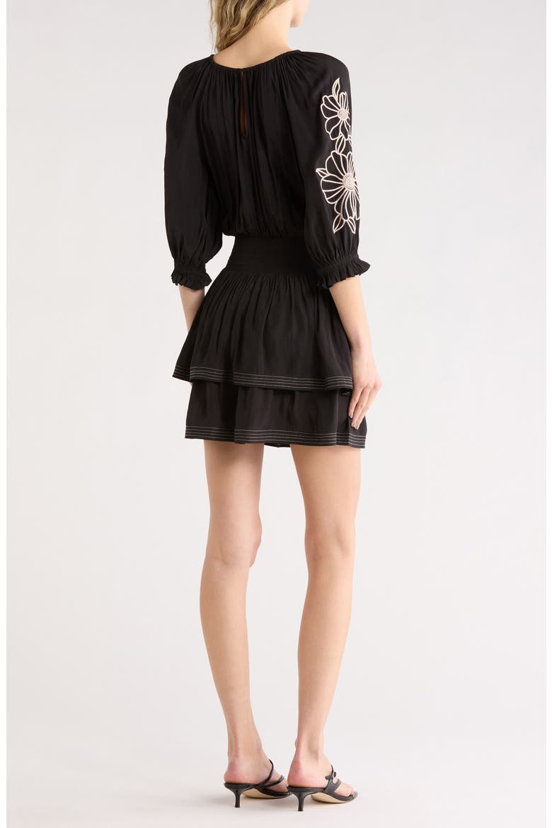 Tayla Floral Embroidered Minidress, Alternate, color, BLACK