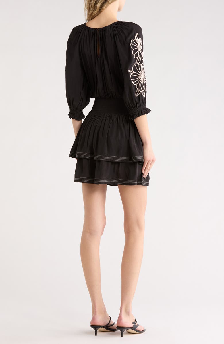 Ramy Brook Tayla Floral Embroidered Minidress, Alternate, color, Black