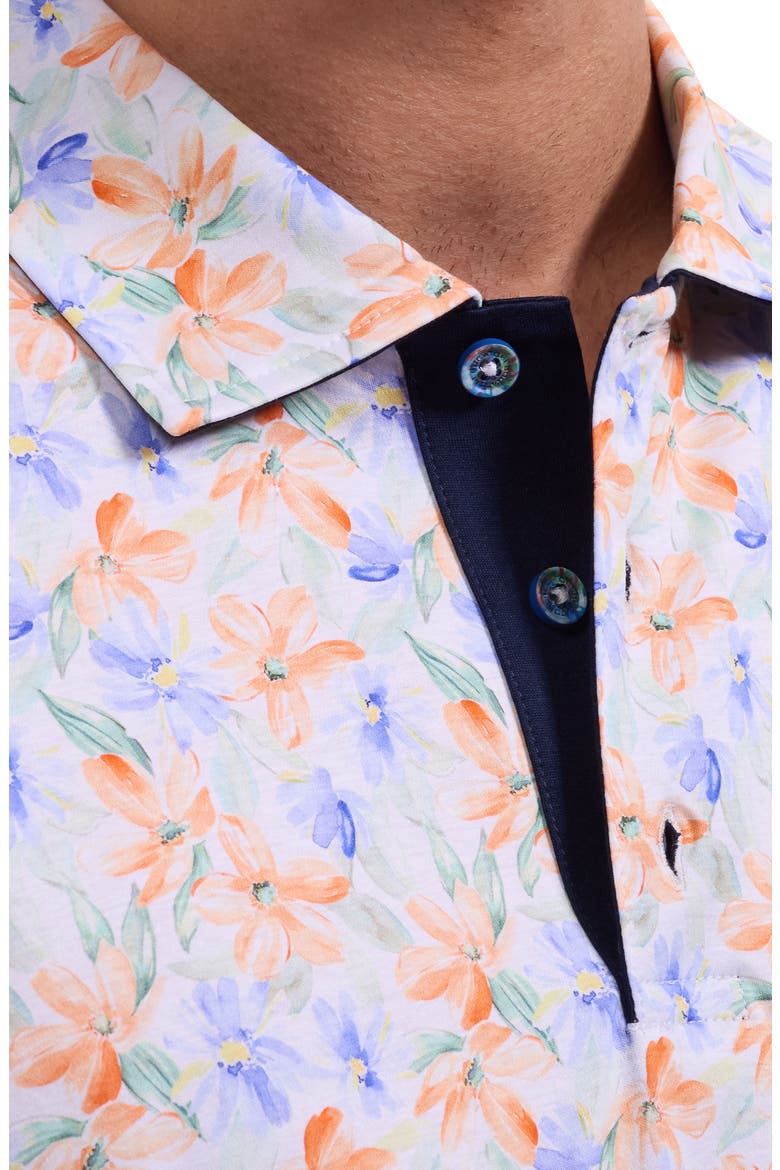 Hendrix Floral Pima Cotton Polo, Alternate, color, PEACH