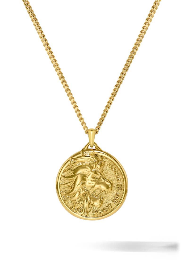 Men's Lion Pendant Necklace, Main, color, GOLD