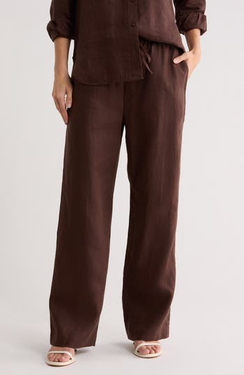 rag & bone Lori Linen Beach Pants in Espresso at Nordstrom Rack, Size X-Small