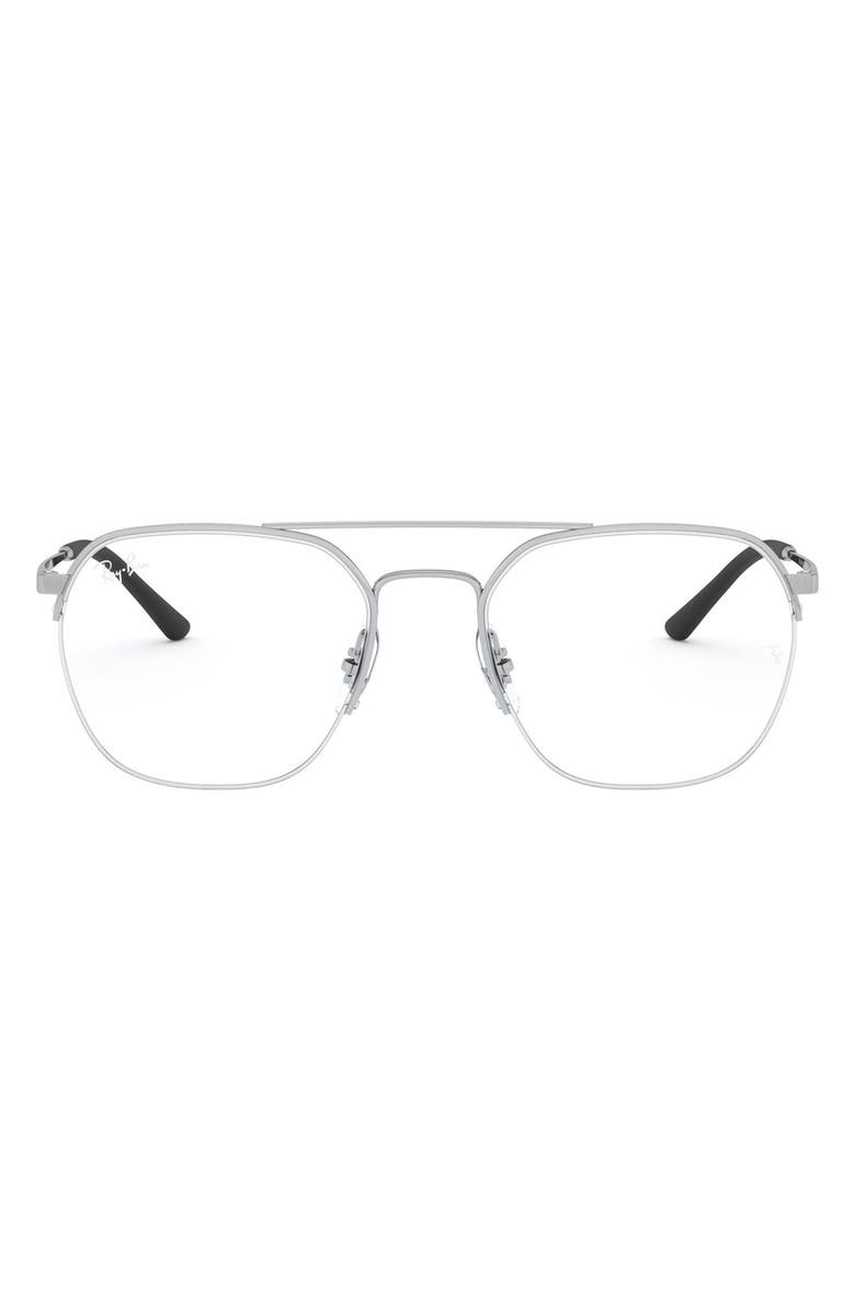 Ray-Ban Unisex 53mm Semi Rimless Optical Glasses, Main, color, Silver