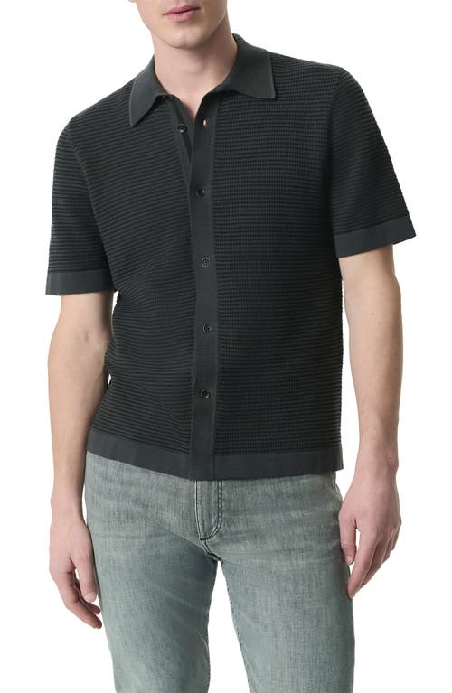 RAG & BONE RAG & BONE HARVEY JACQUARD STRIPE KNIT SHORT SLEEVE BUTTON-UP SHIRT 