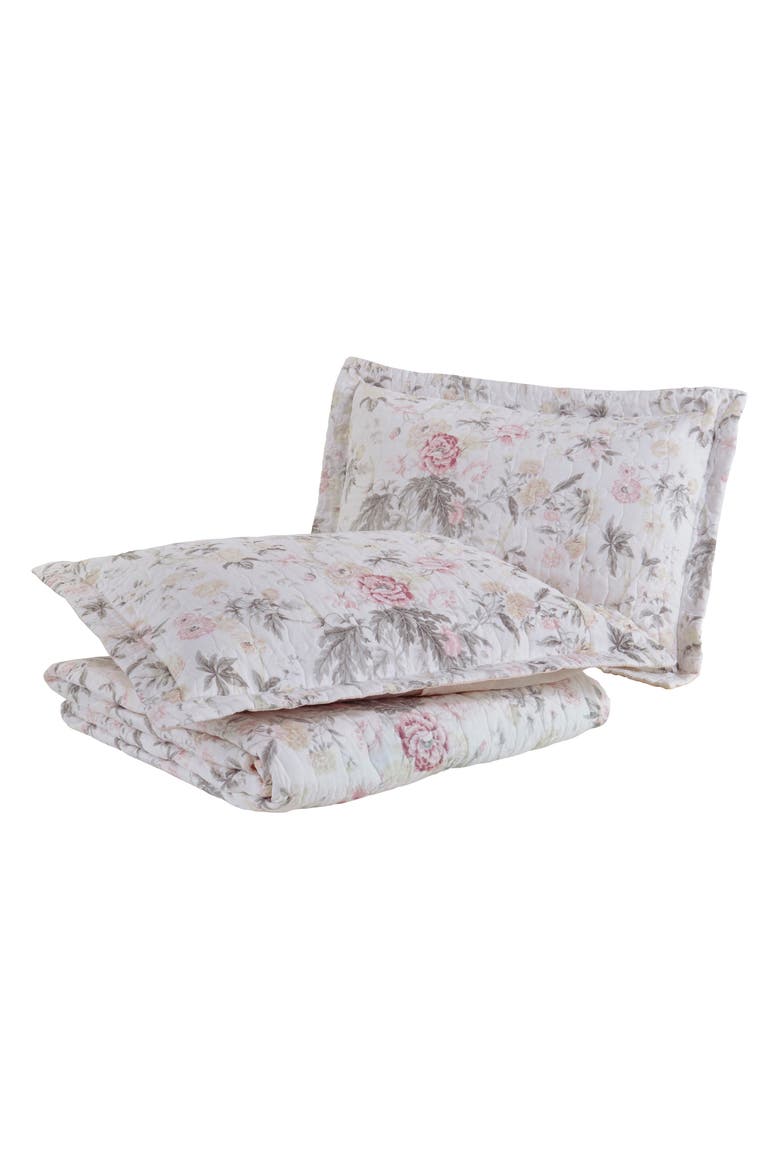Breezy Floral Twin Quilt & Sham Set, Main, color, PINK GREY