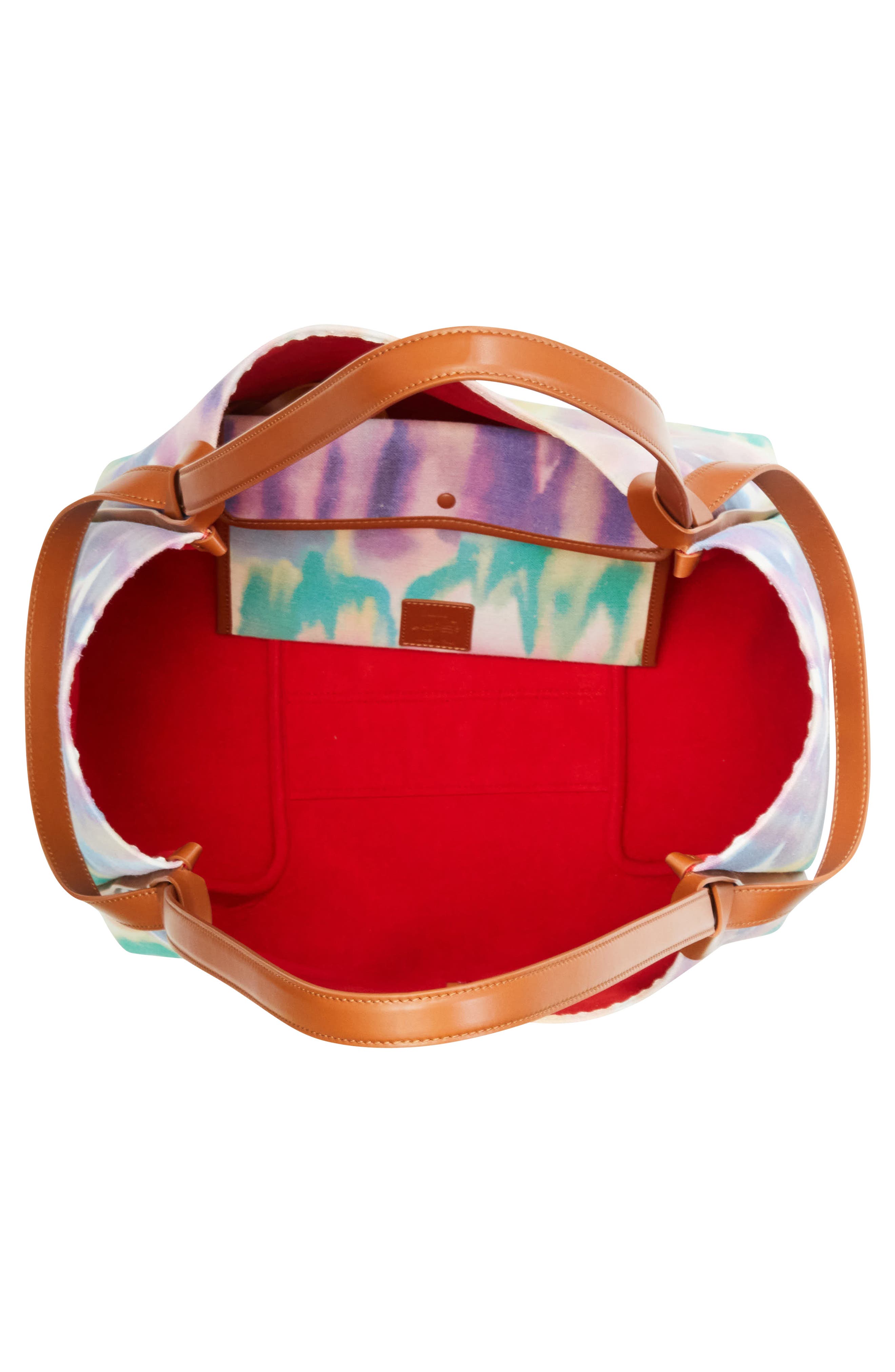 Large Bettina Tie Dye Canvas Tote, Alternate, color, M862 MULTI/ CUOIO