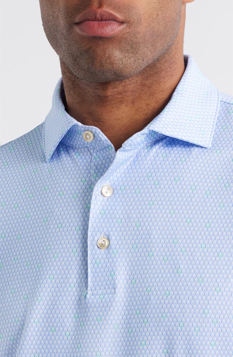 Peter Millar Geo Skull Print Performance Jersey Polo, Alternate, color, White