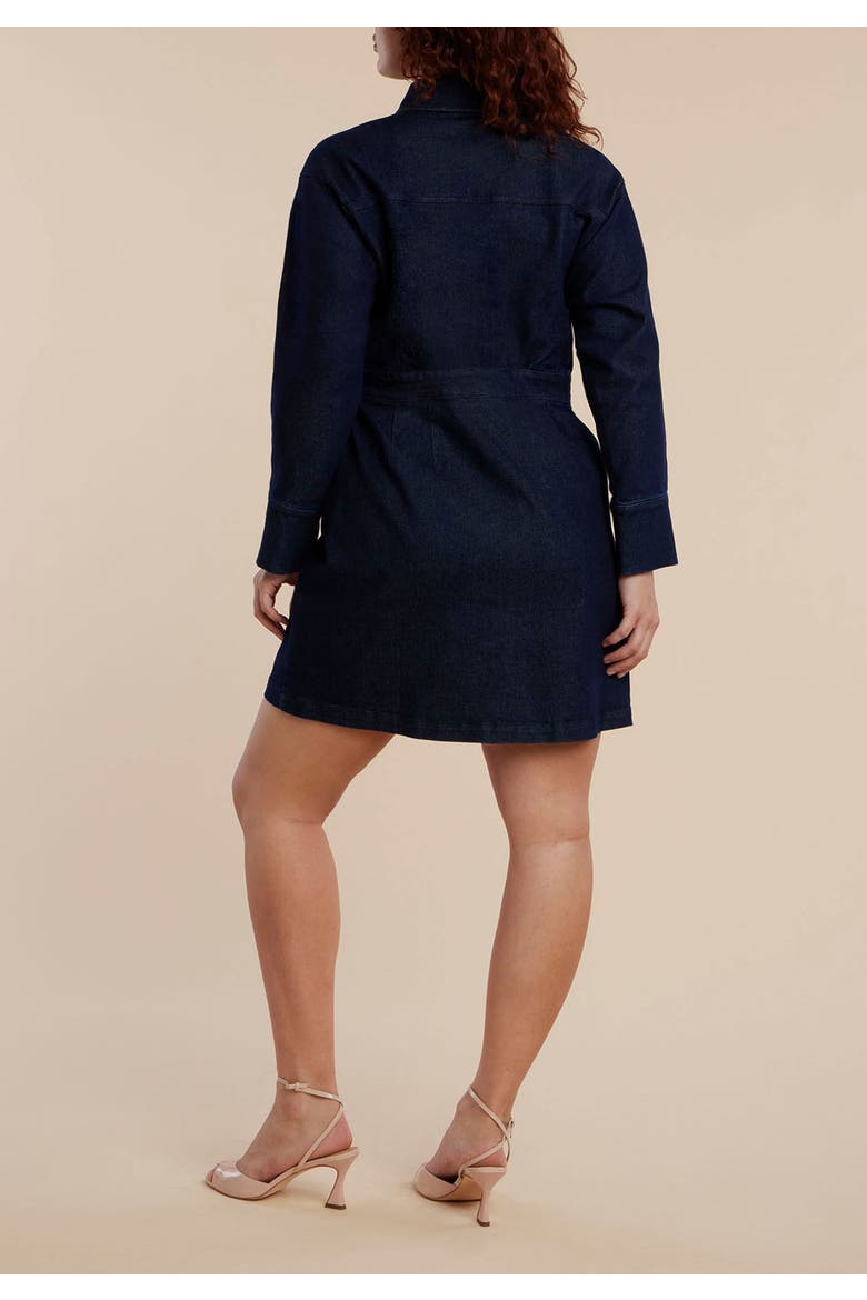 Denim Mini Dress With Rhinestone Bows, Alternate, color, DARK WASH