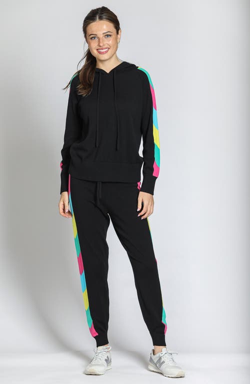 Apny Sleeve Stripe Hoodie In Black Multi