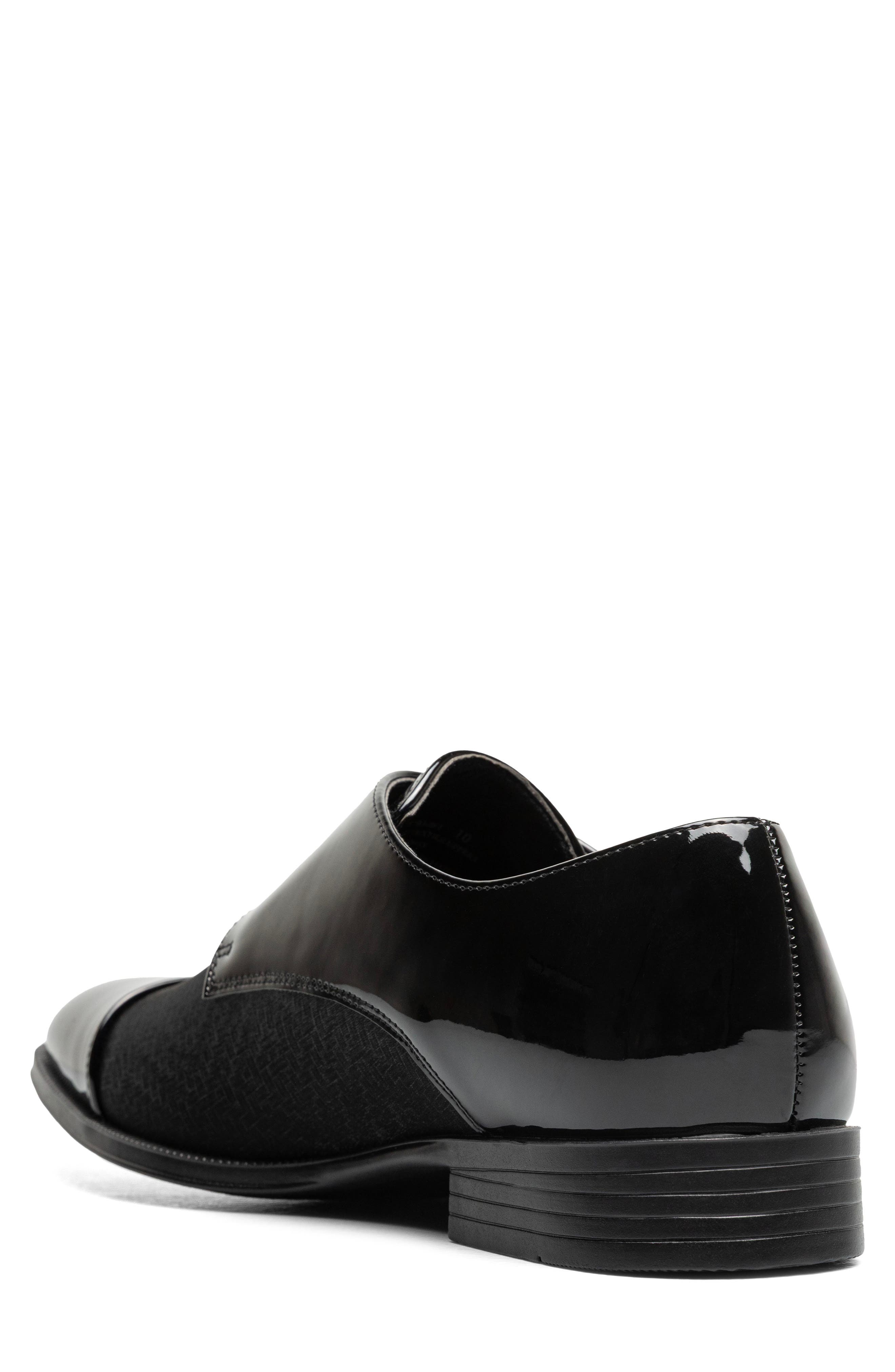 Sutherland Cap Toe Monk Strap Shoe, Alternate, color, BLACK