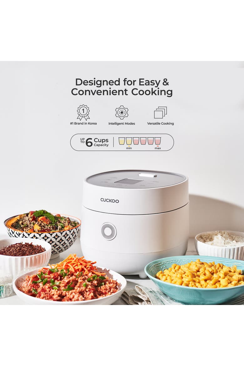 6-Cup (Uncooked) Micom Rice Cooker with Nonstick Inner Pot, Alternate, color, White