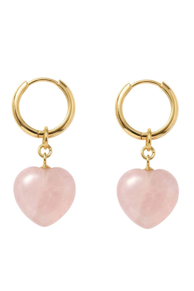 Heart Quartz Charm Earrings, Main, color, Pink