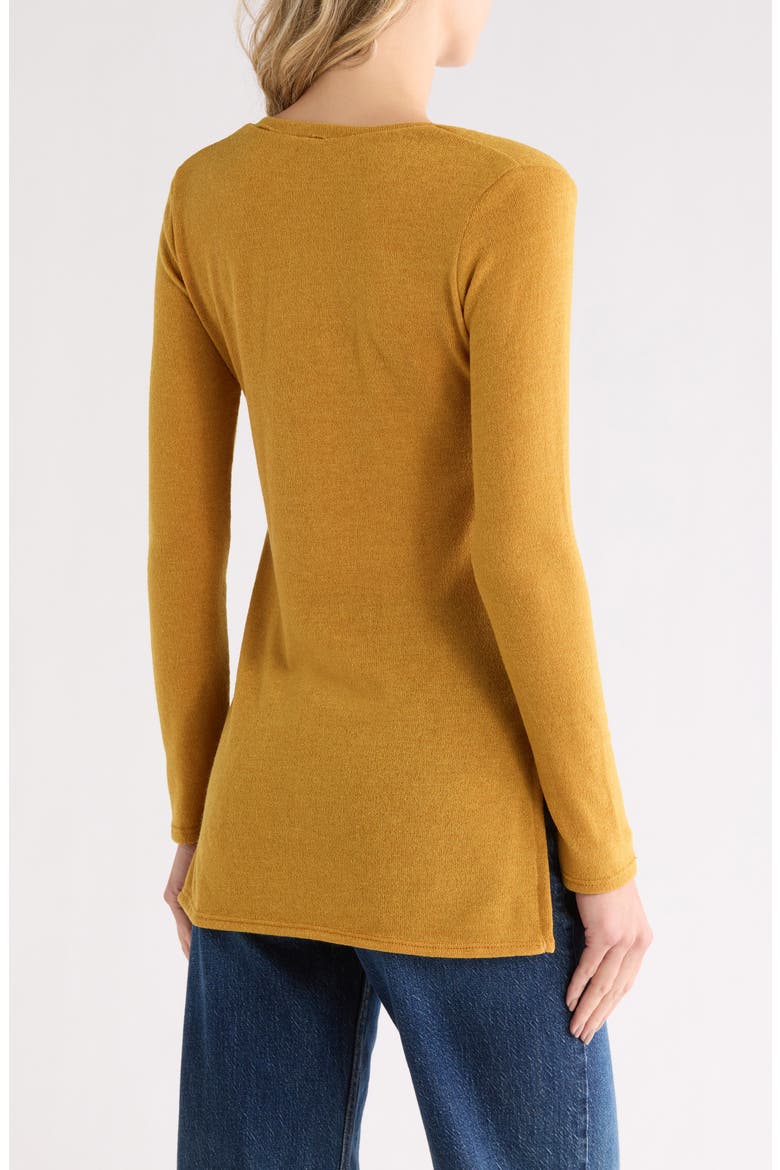 V-Neck Tunic Sweater, Alternate, color, MUSTARD