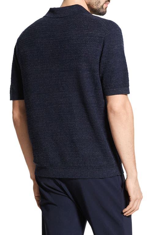 Theory Brenan Linen Blend Polo In Blue