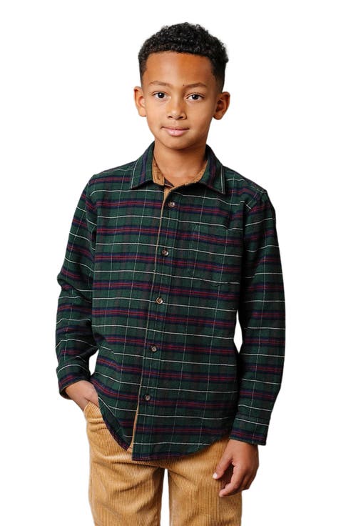 Boys' Organic Flannel Shirt with Suede, Kids