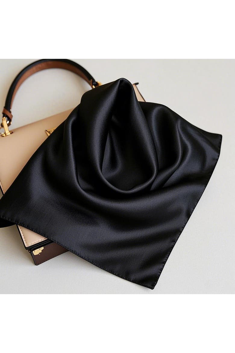 Mulberry Silk Square Scarf, Alternate, color, Black