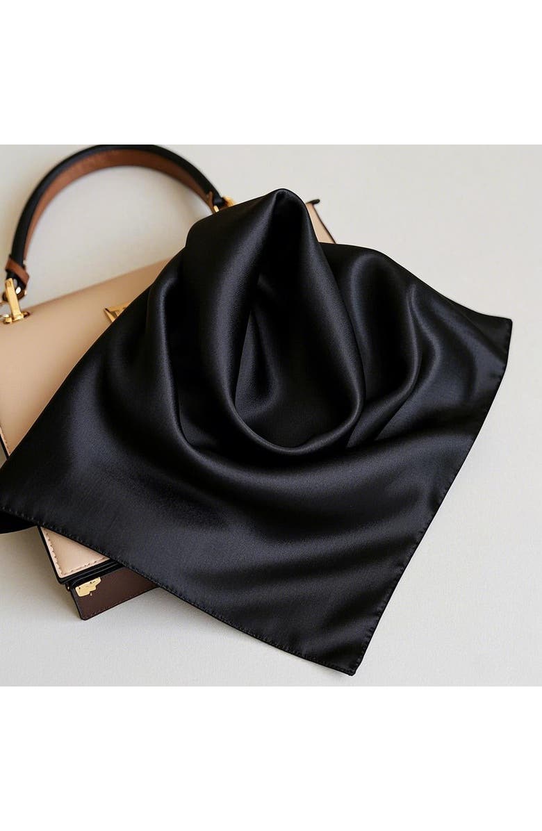 SILKSILKY Mulberry Silk Square Scarf, Alternate, color, Black