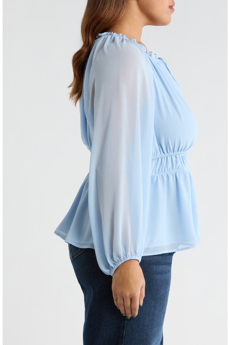 Split Neck Peplum Top, Alternate, color, SKY