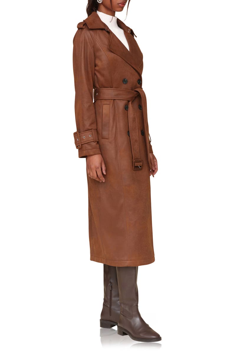 Avec Les Filles Double Breasted Faux Suede Trench Coat, Alternate, color, 
