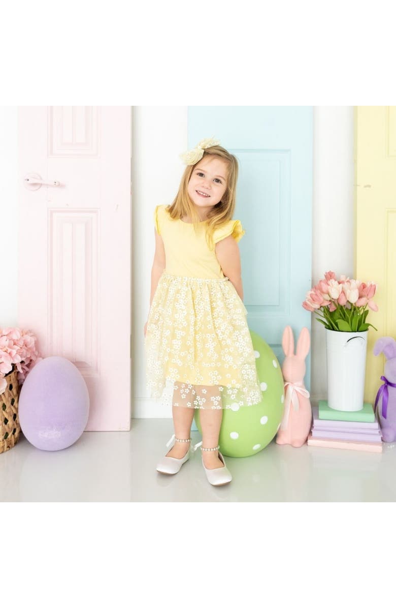 Sweet Wink Sunshine Ditsy Daisy Easter Tiered Short Sleeve Tutu Dress, Alternate, color,