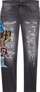 AMIRI Varsity Patch Rip & Repair Skinny Jeans