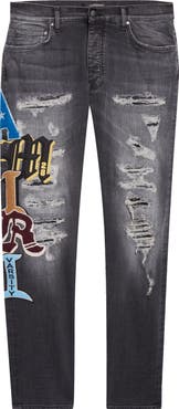 AMIRI Varsity Patch Rip 
Repair Skinny Jeans