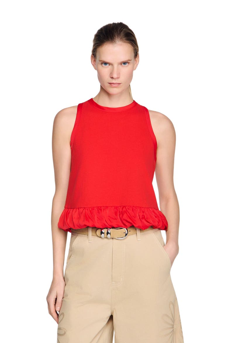 Ruffle top, Main, color, Red