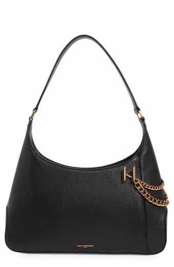 KARL LAGERFELD PARIS Lyon Pebbled Leather Shoulder Bag