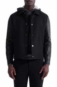 Bugatchi Leather Sleeve Tweed Jacket