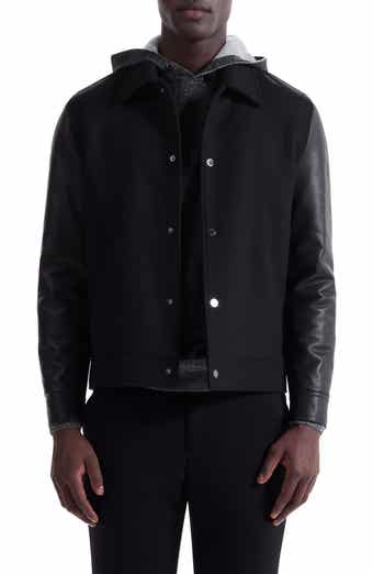 Bugatchi Leather Sleeve Tweed Jacket