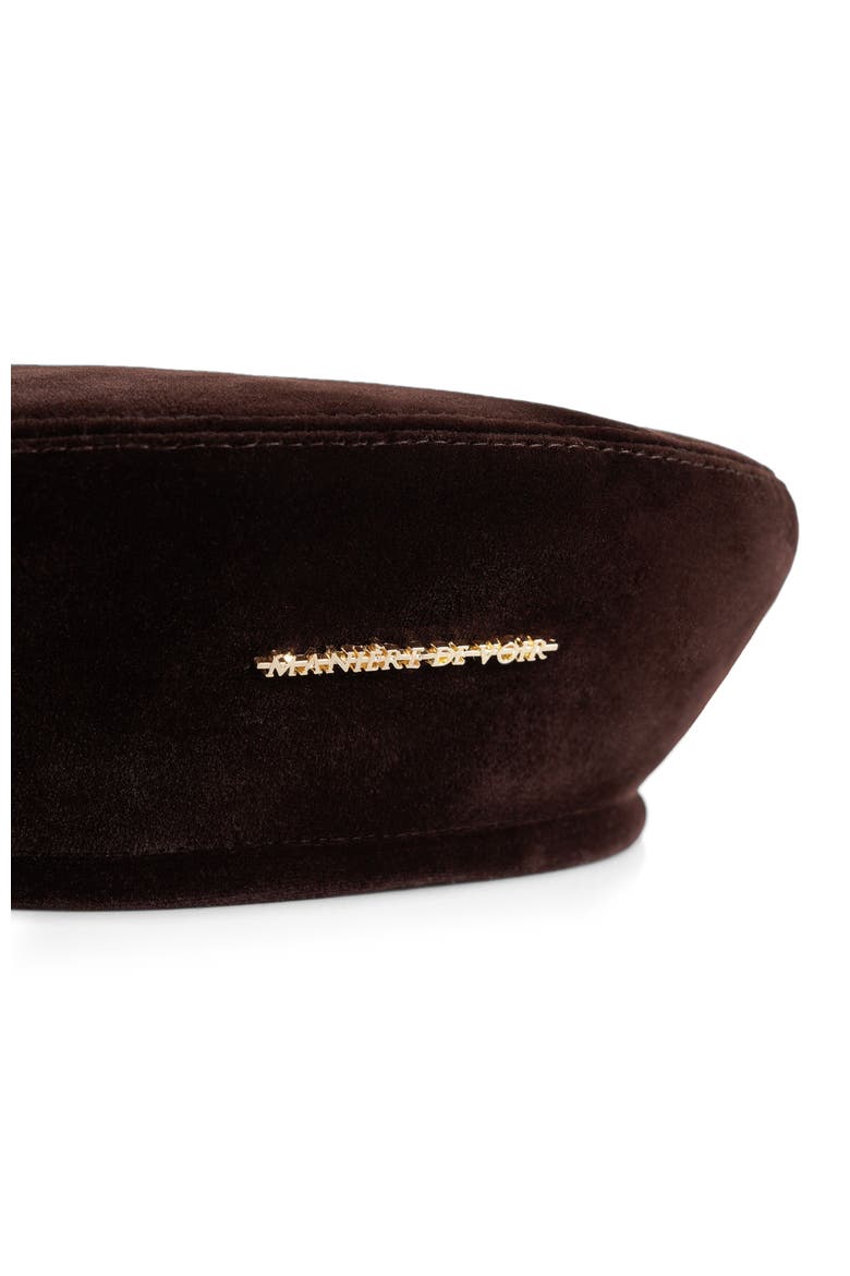 Anya Velvet Beret, Alternate, color, Brown