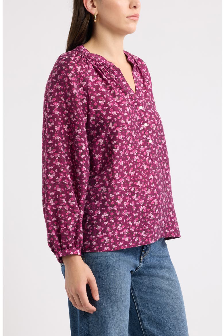 Gathered Popover Shirt, Alternate, color, PURPLE- PINK GARDEN DITSY